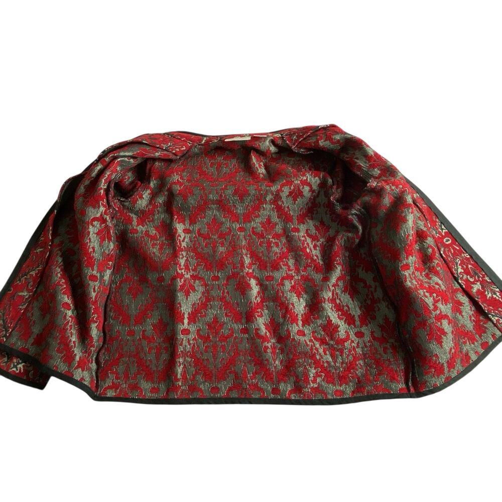 Studio Works Jacket Full Zip Red Silver Damask Tapestry Medium Petite Regal Boho - Picture 11 of 14